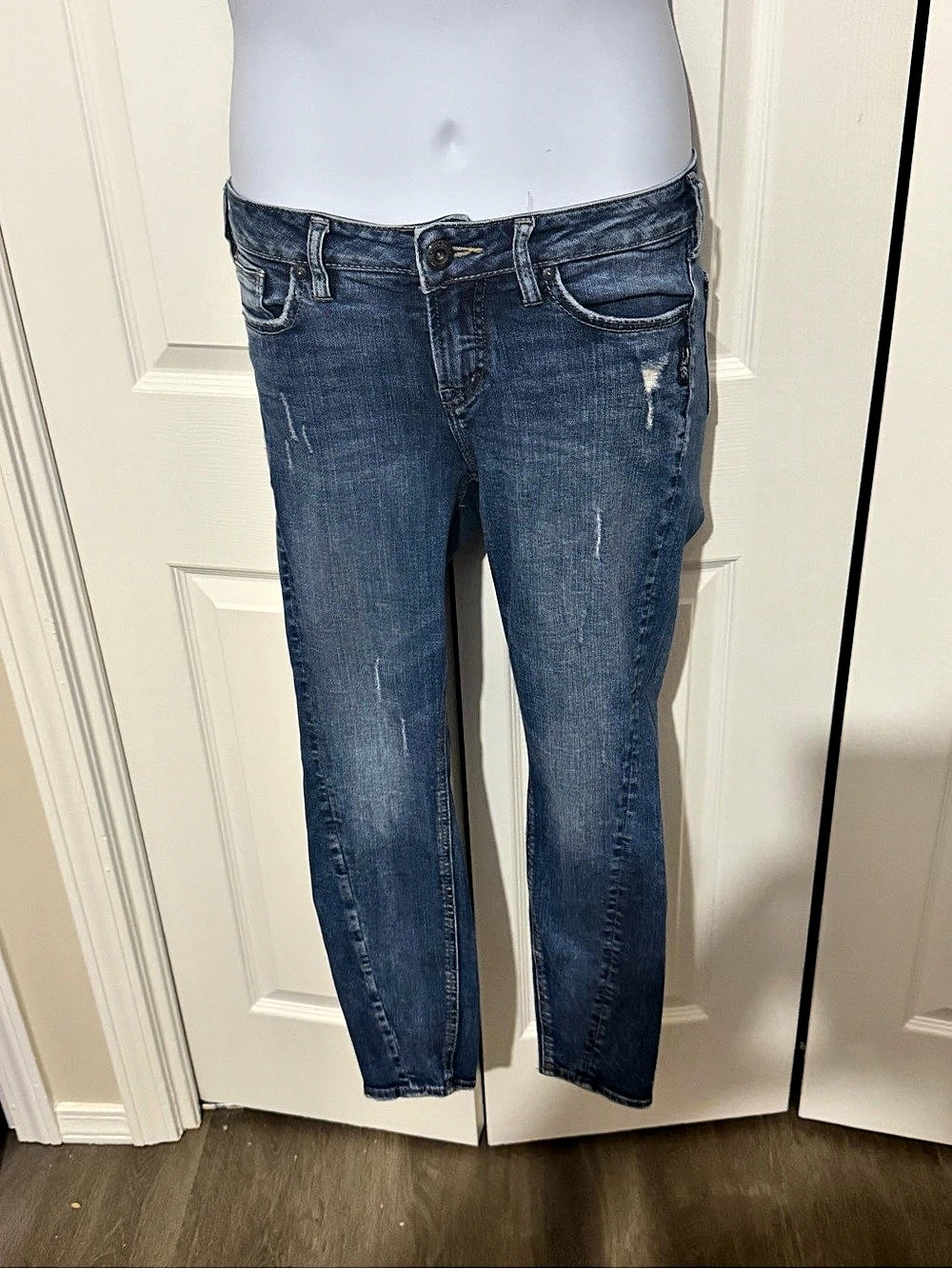 Silver Skinny Jeans in Blue 17